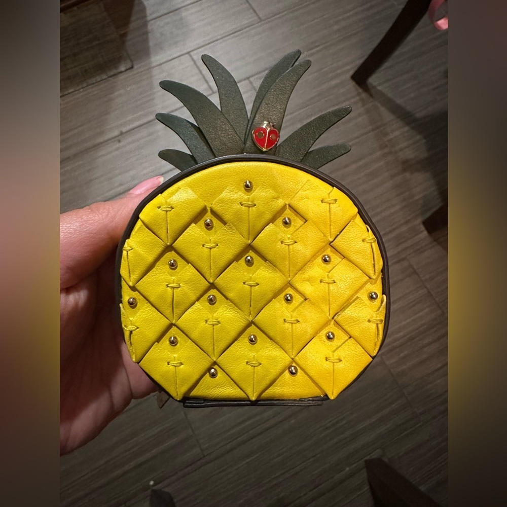 Kate Spade Pineapple Embellished Coin Purse W/Key Ring Bag Charm